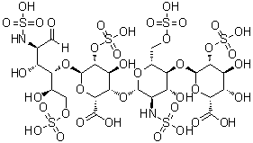 O-2-O-磺基-alpha-L-吡喃艾杜糖基-(1→4)-O-2-脱氧-6-O-磺基-2-(磺基氨基)-beta-D-吡喃葡萄糖基-(1→4)-O-2-O-磺基-alpha-L-吡喃艾杜糖基-(1→4)-2-脱氧-2-(磺基氨基)-D-葡萄糖 6-(硫酸氢酯)分子结构 (CAS 61844-85-7)