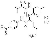 D-缬氨酰基-L-亮氨酰基-N-(4-硝基苯基)-L-赖氨酰胺二盐酸盐分子结构 (CAS 62354-43-2)