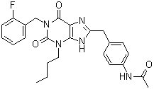 N-[4-[[3-丁基-1-[(2-氟苯基)甲基]-2,3,6,9-四氢-2,6-二氧代-1H-嘌呤-8-基]甲基]苯基]乙酰胺分子结构 (CAS 628279-07-2)