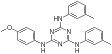 structure of CAS# 628725-21-3, 2,4-Bis(3-methylphenylamino)-6-(4-methoxyphenylamino)-1,3,5-triazine