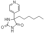 CAS # 6294-67-3, 5-Hexyl-5-(4-pyridinyl)-2,4-imidazolidinedione, NSC 9502