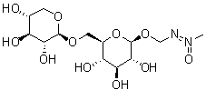 (2-Methyl-2-oxidodiazenyl)methyl 6-O-beta-D-xylopyranosyl-beta-D-glucopyranoside molecular structure (CAS 6327-93-1)