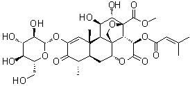 CAS # 63306-30-9, Bruceoside A, (11beta,12alpha,15beta)-13,20-Epoxy-2-(beta-D-glucopyranosyloxy)-11,12-dihydroxy-15-[(3-methyl-1-oxo-2-buten-1-yl)oxy]-3,16-dioxo-picras-1-en-21-oic acid methyl ester