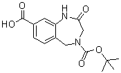 CAS # 637338-11-5, 4-(tert-Butoxycarbonyl)-2-oxo-2,3,4,5-tetrahydro-1H-benzo[e][1,4]diazepine-8-carboxylic acid, 1,2,3,5-Tetrahydro-2-oxo-4H-1,4-benzodiazepine-4,8-dicarboxylic acid 4-(1,1-dimethylethyl) ester