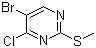 structure of CAS# 63810-78-6, 5-Bromo-4-chloro-2-(methylthio)pyrimidine