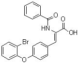 CAS # 639517-90-1, (2Z)-2-(Benzoylamino)-3-[4-(2-bromophenoxy)phenyl]-2-propenoic acid, (2Z)-2-(Benzoylamino)-3-[4-(2-bromophenoxy)phenyl]prop-2-enoic acid, PHA 729145