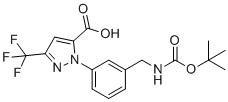 structure of CAS# 640287-99-6, 2-[3-(tert-butoxycarbonylaminomethyl)phenyl]-5-trifluoromethyl-2H-pyrazole-3-carboxylic acid