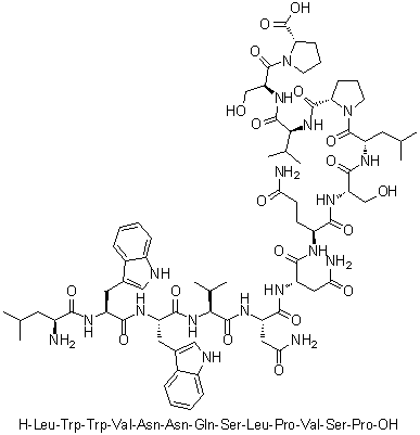 CAS # 640293-33-0, L-Leucyl-L-tryptophyl-L-tryptophyl-L-valyl-L-asparaginyl-L-asparaginyl-L-glutaminyl-L-seryl-L-leucyl-L-prolyl-L-valyl-L-seryl-L-proline