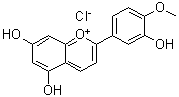structure of CAS# 64670-94-6, 5,7-Dihydroxy-2-(3-hydroxy-4-methoxyphenyl)-1-benzopyrylium chloride