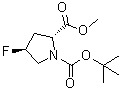 structure of CAS# 647857-39-4, 4-(4S)-Fluoropyrrolidine-1,2-(R)-dicarboxylic acid 1-tert-butyl ester 2-methyl ester