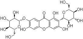 CAS # 64809-67-2, Neomangiferin, 2-beta-D-Glucopyranosyl-7-(b-D-glucopyranosyloxy)-1,3,6-trihydroxy-9H-xanthen-9-one