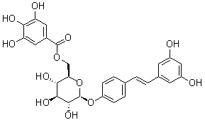 CAS 登录号：64898-03-9, 白藜芦醇-4'-O-(6''-没食子酰基)吡喃葡糖苷