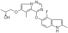 structure of CAS# 649735-46-6, 1-[[4-[(4-氟-2-甲基-1H-吲哚-5-基)氧基]-5-甲基吡咯并[2,1-f][1,2,4]三嗪-6-基]氧基]-2-丙醇