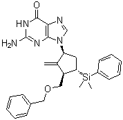 structure of CAS# 649761-24-0, 6-O-Benzyl-4-dehydroxy-4-dimethylphenylsilylentecavir