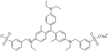 CAS # 6505-30-2, Acid Blue 104, C.I. 42735, N-[4-[[4-(Diethylamino)phenyl][4-[ethyl[(3-sulfophenyl)methyl]amino]-2-methylphenyl]methylene]-3-methyl-2,5-cyclohexadien-1-ylidene]-N-ethyl-3-sulfobenzenemethanaminium inner salt sodium salt (1:1)