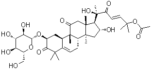 CAS # 65247-27-0, Cucurbitacin 2-O-beta-D-glucoside, (2beta,9beta,10alpha,16alpha,23E)-25-(Acetyloxy)-2-(beta-D-glucopyranosyloxy)-16,20-dihydroxy-9-methyl-19-norlanosta-5,23-diene-3,11,22-trione, 2-O-beta-D-Glucopyranosylcucurbitacin B, 2-O-beta-Glucopyranosyl-cucurbitacin B, Arvenin I