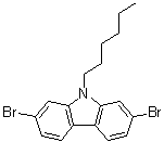 structure of CAS# 654676-12-7, 2,7-Dibromo-9-hexyl-9H-carbazole