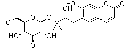 structure of CAS# 65891-61-4, (R)-白花前胡醇 3'-O-beta-D-吡喃葡萄糖苷