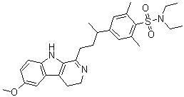 CAS # 65902-80-9, 4-[3-(4,9-Dihydro-6-methoxy-3H-pyrido[3,4-b]indol-1-yl)-1-methylpropyl]-N,N-diethyl-2,6-dimethylbenzenesulfonamide