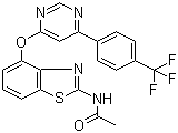 N-[4-[[6-[4-(三氟甲基)苯基]-4-嘧啶基]氧基]-2-苯并噻唑基]乙酰胺分子结构 (CAS 659730-32-2)