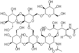 O-alpha-D-Mannopyranosyl-(1→3)-O-[O-alpha-D-mannopyranosyl-(1→3)-O-[alpha-D-mannopyranosyl-(1→6)]-alpha-D-mannopyranosyl-(1→6)]-O-beta-D-mannopyranosyl-(1→4)-O-2-(acetylamino)-2-deoxy-beta-D-glucopyranosyl-(1→4)-2-(acetylamino)-2-deoxy-D-glucose molecular structure (CAS 66091-47-2)