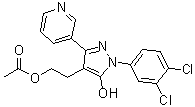 CAS 登录号：663180-95-8, 乙酸 2-[1-(3,4-二氯苯基)-3-(3-吡啶基)-5-羟基吡唑-4-基]乙基酯