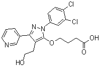 CAS # 663949-31-3, 4-[[1-(3,4-Dichlorophenyl)-4-(2-hydroxyethyl)-3-(3-pyridinyl)-1H-pyrazol-5-yl]oxy]butanoic acid