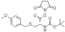 (S)-[2-[(2,5-Dioxo-1-pyrrolidinyl)oxy]-1-[[[(4-methoxyphenyl)methyl]thio]methyl]-2-oxoethyl]carbamic acid 1,1-dimethylethyl ester molecular structure (CAS 66413-65-8)