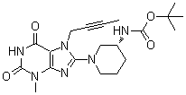CAS # 666816-91-7, [(3R)-1-[7-(2-Butynyl)-2,3,6,7-tetrahydro-3-methyl-2,6-dioxo-1H-purin-8-yl]-3-piperidinyl]carbamic acid 1,1-dimethylethyl ester