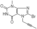 structure of CAS# 666816-98-4, 8-Bromo-7-(2-butynyl)-3,7-dihydro-3-methyl-1H-purine-2,6-dione
