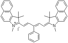 CAS # 66753-40-0, 1,1,3-Trimethyl-2-[(1E,3Z)-3-phenyl-5-(1,1,3-trimethyl-1,3-dihydro-2H-benzo[e]indol-2-ylidene)-1,3-pentadienyl]-1H-benzo[e]indolium iodide