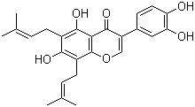 CAS # 66777-70-6, 6,8-Diprenylorobol, 5,7,3',4'-Tetrahydroxy-6,8-diprenylisoflavone