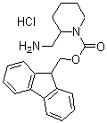 structure of CAS# 669713-55-7, 2-(Aminomethyl)-1-piperidinecarboxylic acid 9H-fluoren-9-ylmethyl ester hydrochloride