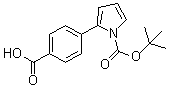 structure of CAS# 669713-98-8, 2-(4-Carboxyphenyl)-1H-pyrrole-1-carboxylic acid 1-(1,1-dimethylethyl) ester
