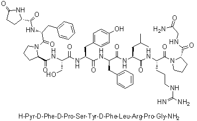 CAS 登录号：67019-15-2, 2-D-苯丙氨酸-3-D-脯氨酸-6-D-苯丙氨酸-促黄体激素释放因子(猪)