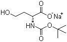 N-叔丁氧羰基-D-高丝氨酸单钠盐分子结构 (CAS 67198-87-2)