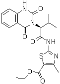 structure of CAS# 672926-32-8, 2-[[(2S)-2-(1,4-Dihydro-2,4-dioxo-3(2H)-quinazolinyl)-3-methyl-1-oxobutyl]amino]-4-methyl-5-thiazolecarboxylic acid ethyl ester