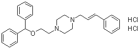 CAS # 67469-75-4, 1-[2-(Diphenylmethoxy)ethyl]-4-(3-phenyl-2-propenyl)piperazine dihydrochloride, Lu 2-098, MW 486