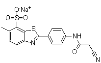 CAS 登录号：6764-27-8, 2-[4-(2-氰基乙酰氨基)苯基]-6-甲基-7-苯并噻唑磺酸单钠盐
