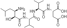 N-[(2S,3R)-3-氨基-2-羟基-5-甲基-1-氧代己基]-L-缬氨酰-L-缬氨酰-L-天冬氨酸分子结构 (CAS 67655-94-1)
