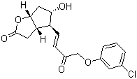 structure of CAS# 67738-67-4, [3aa,4a(E),5b,6aa]-4-[4-(3-氯苯氧基)-3-氧代-1-丁烯基]六氢-5-羟基-2H-环戊并[b]呋喃-2-酮