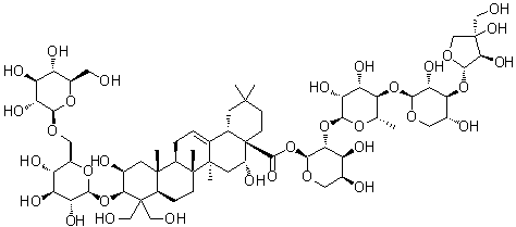 CAS # 67884-03-1, Platycodin D3, (2beta,3beta,16alpha)-3-[(6-O-beta-D-Glucopyranosyl-beta-D-glucopyranosyl)oxy]-2,16,23,24-tetrahydroxy-olean-12-en-28-oic acid O-D-apio-beta-D-furanosyl-(1→3)-O-beta-D-xylopyranosyl-(1→4)-O-6-deoxy-alpha-L-mannopyranosyl-(1→2)-alpha-L-arabinopyranosyl ester