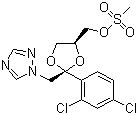 cis-2-(2,4-Dichlorophenyl)-2-(1H-1,2,4-triazol-1-ylmethyl)-1,3-dioxolan-4-ylmethyl methanesulphonate molecular structure (CAS 67914-86-7)