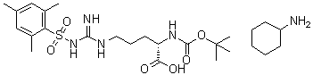 structure of CAS# 68262-72-6, N2-[(1,1-Dimethylethoxy)carbonyl]-N5-[imino[[(2,4,6-trimethylphenyl)sulfonyl]amino]methyl]-L-ornithine compd. with cyclohexanamine