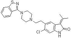 CAS 登录号：684269-12-3, 5-[2-[4-(1,2-苯并异噻唑-3-基)-1-哌嗪基]乙基]-6-氯-1,3-二氢-3-(1-甲基亚乙基)-2H-吲哚-2-酮