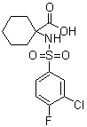 structure of CAS# 690646-08-3, 1-[[(3-氯-4-氟苯基)磺酰基]氨基]环己烷羧酸