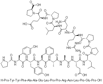 CAS 登录号：691007-13-3, L-脯氨酰-L-酪氨酰-L-酪氨酰-L-苯丙氨酰-L-丙氨酰-L-丙氨酰-L-alpha-谷氨酰-L-亮氨酰-L-脯氨酰-L-脯氨酰-L-精氨酰-L-天冬氨酰胺酰-L-亮氨酰-L-脯氨酰-L-alpha-谷氨酰-L-脯氨酸