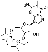 structure of CAS# 69304-44-5, 3',5'-O-(1,1,3,3-Tetraisopropyl-1,3-disiloxanediyl)guanosine