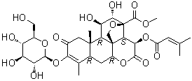CAS # 69687-69-0, Bruceoside B, (11beta,12alpha,15beta)-13,20-Epoxy-3-(beta-D-glucopyranosyloxy)-11,12-dihydroxy-15-[(3-methyl-1-oxo-2-buten-1-yl)oxy]-2,16-dioxopicras-3-en-21-oic acid methyl ester