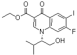 structure of CAS# 697762-60-0, 7-Fluoro-1,4-dihydro-1-[(1S)-1-(hydroxymethyl)-2-methylpropyl]-6-iodo-4-oxo-3-quinolinecarboxylic acid ethyl ester